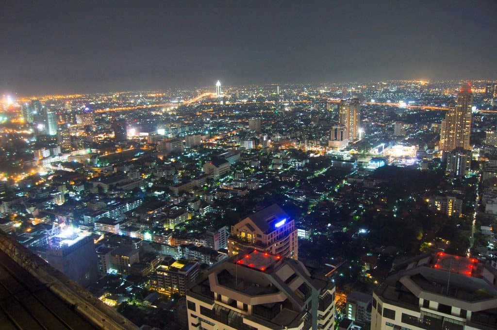 City lights seen from above at night