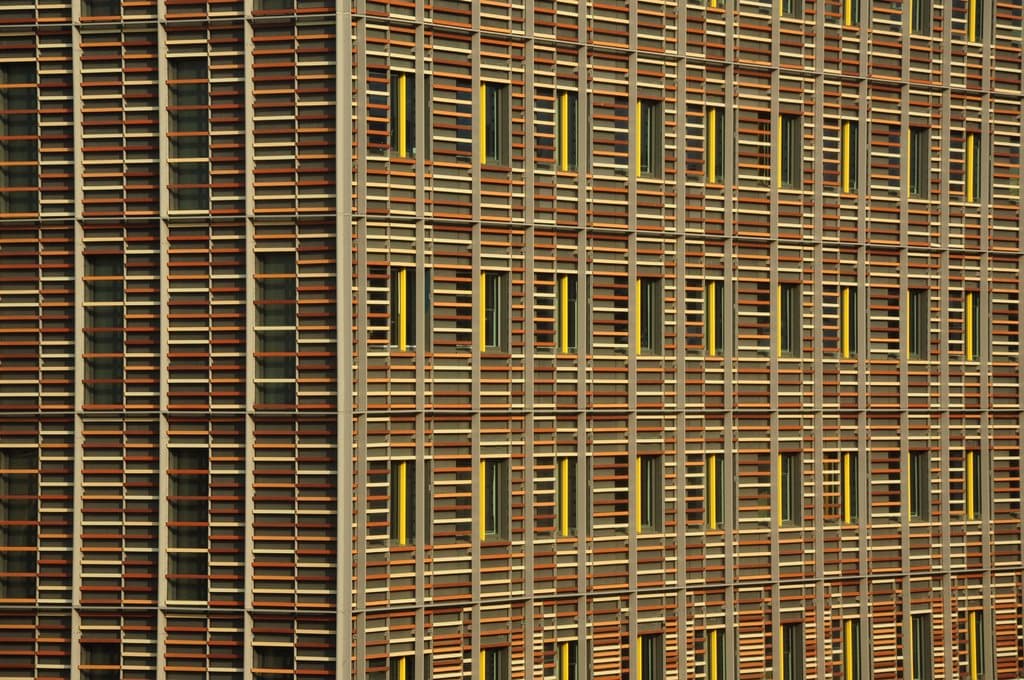 Structured facade of a modern building